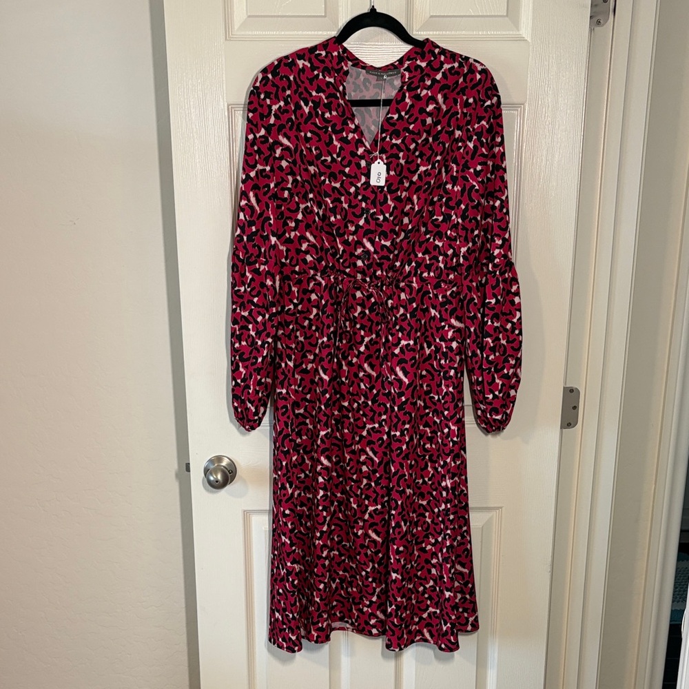 Kate & Mallory Fuchsia Leopard-Print Long Sleeve Dress